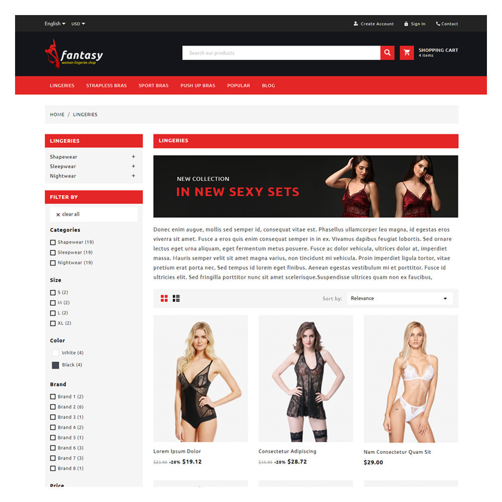 Fantasy Lingerie Adult Shop Prestashop Addons