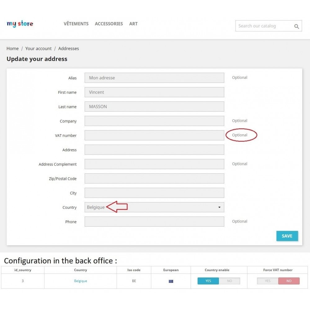 Force The Vat Number According To The Country