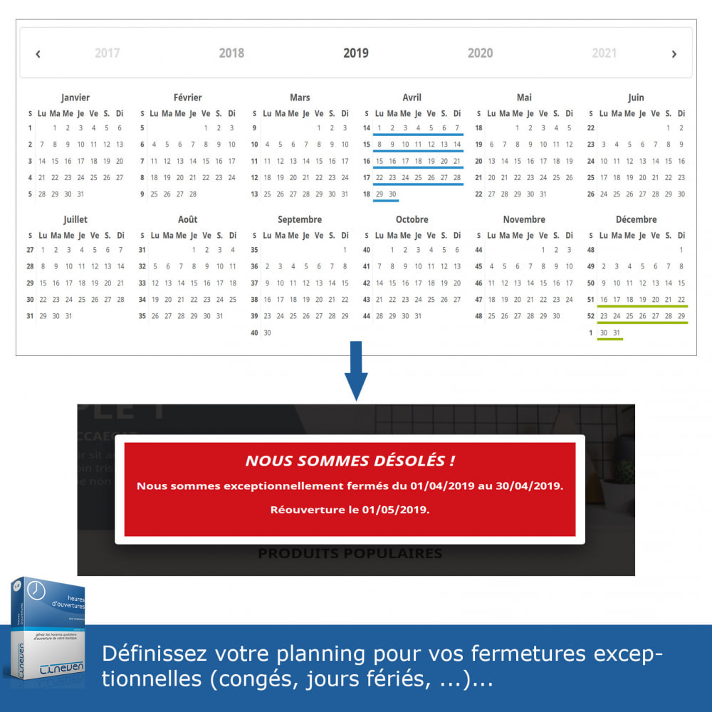 Heures D'ouvertures Et Fermetures Exceptionnelles - PrestaShop Addons