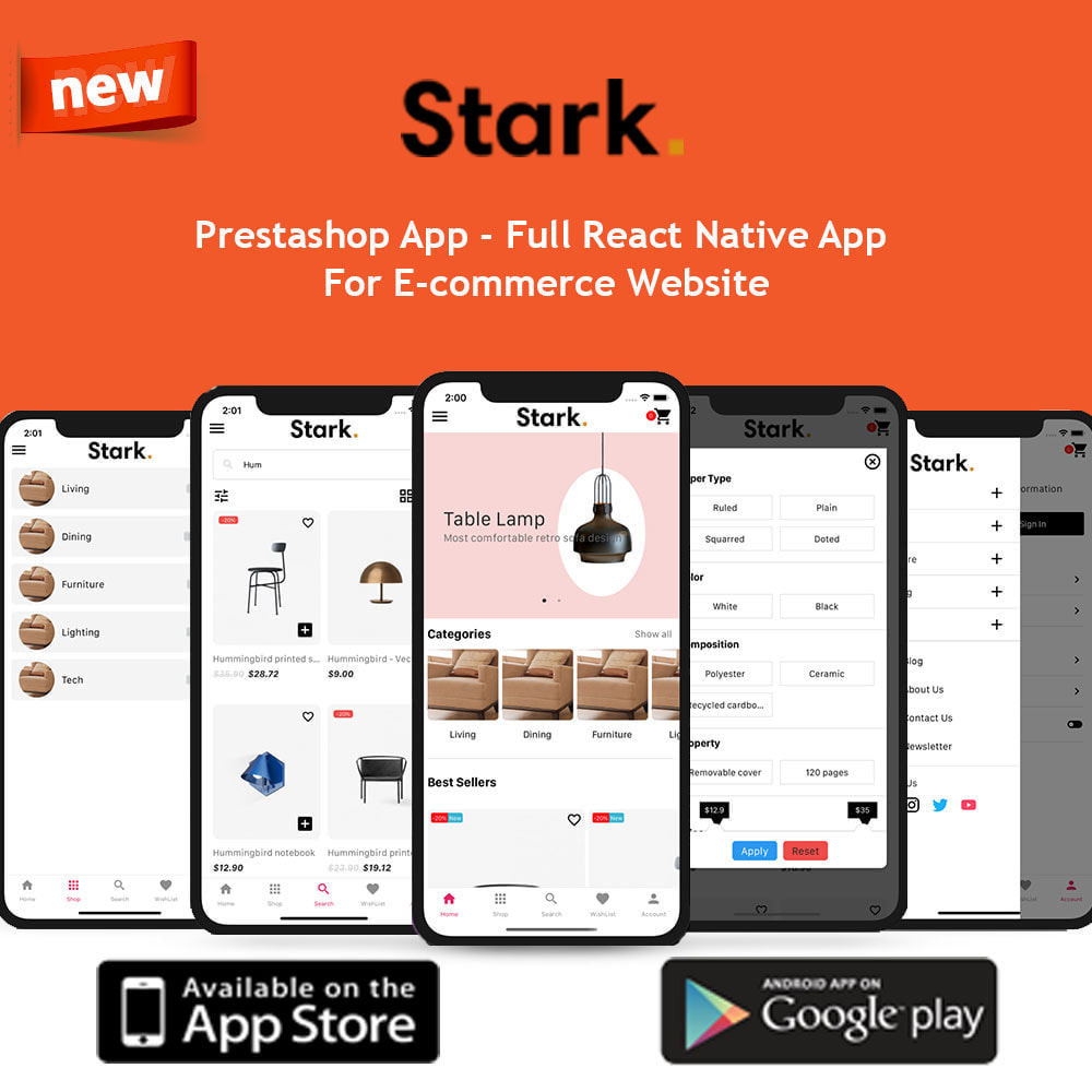 Stark Furniture App - Full React Native App for IOS & Android