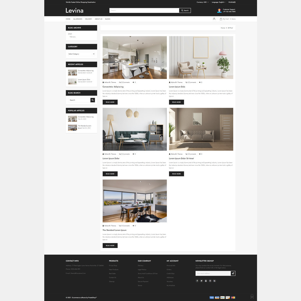 Levina - Furniture Responsive Store - PrestaShop Addons