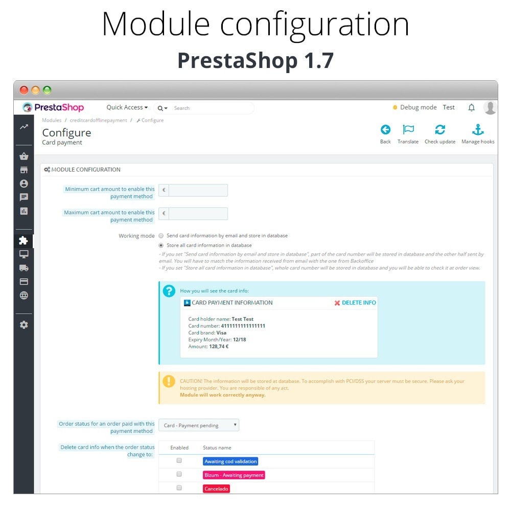 Offline Credit Card Processing Prestashop 1.5