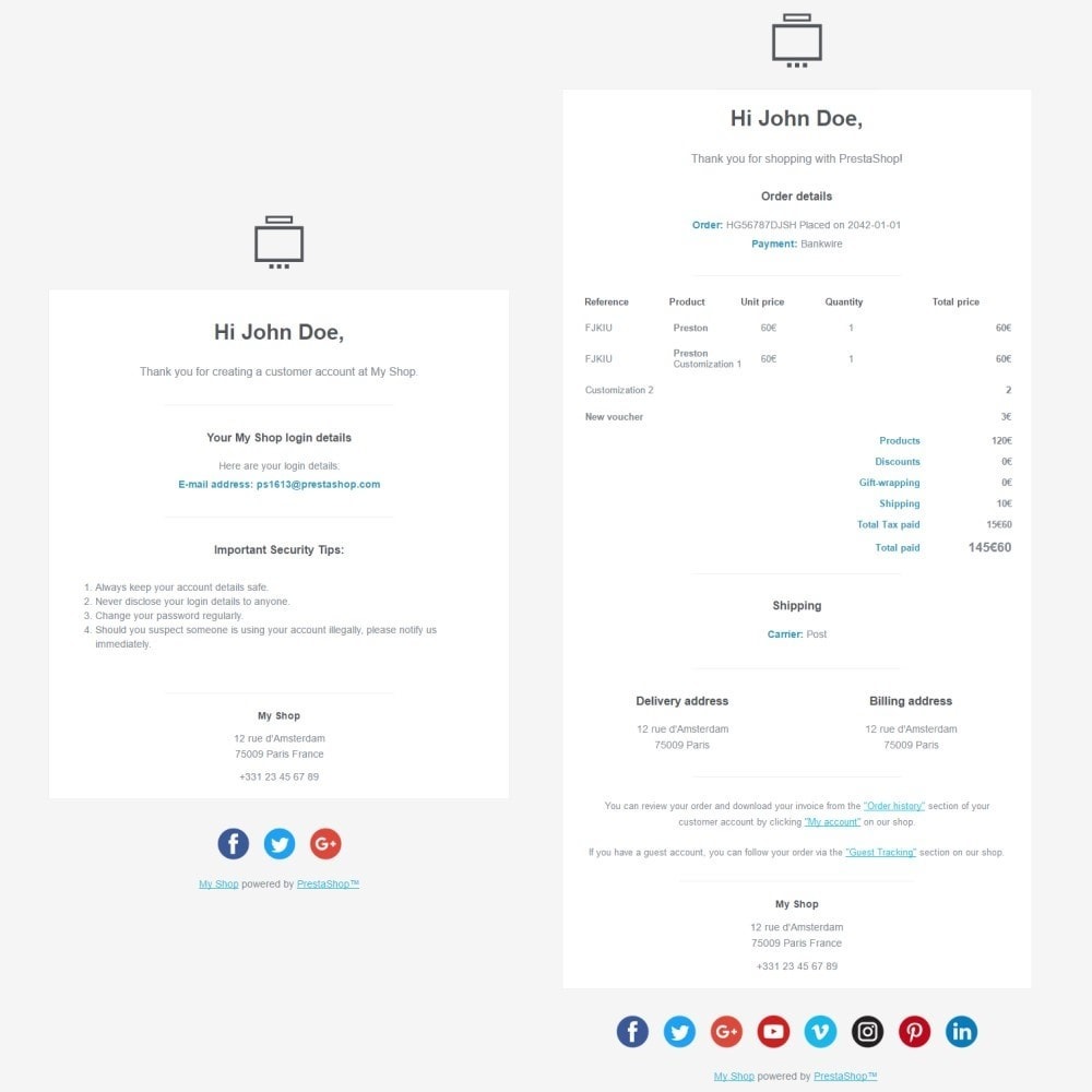  Minimalist Email  templates  PrestaShop Addons