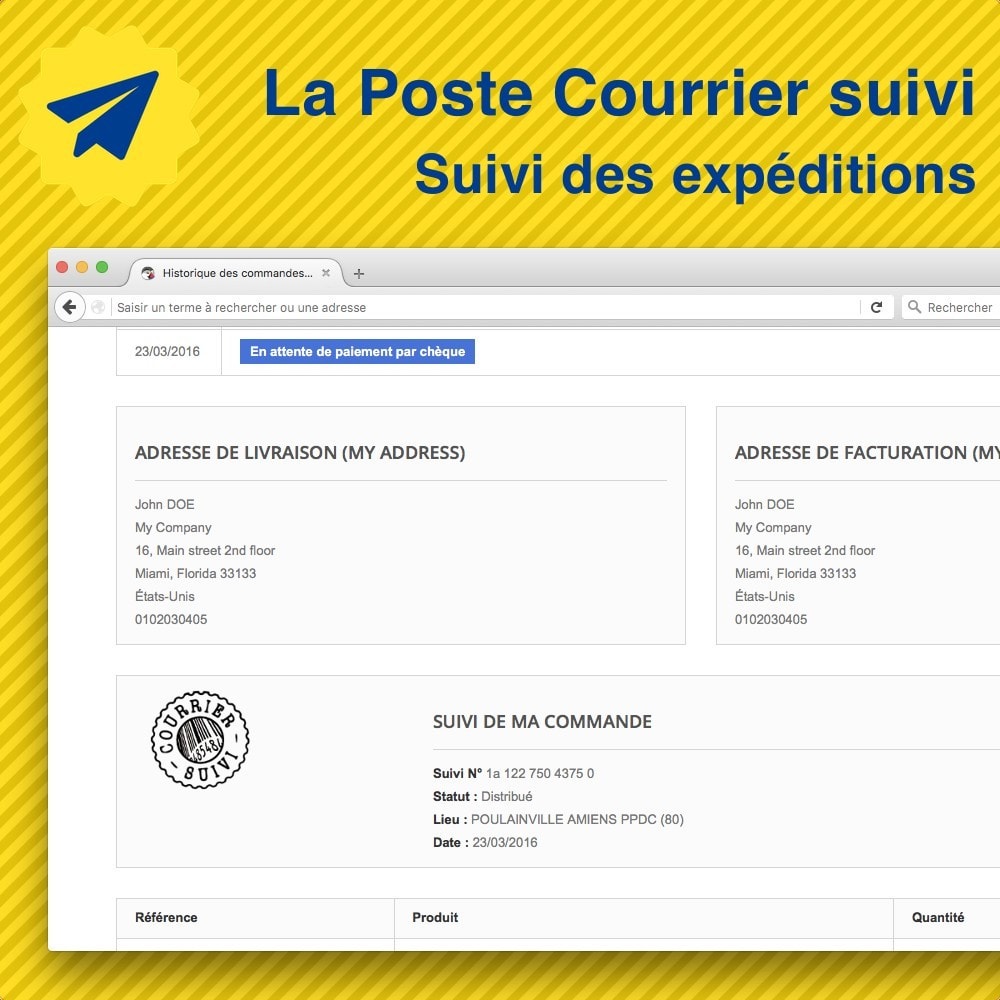 suivi de lettre avec la poste